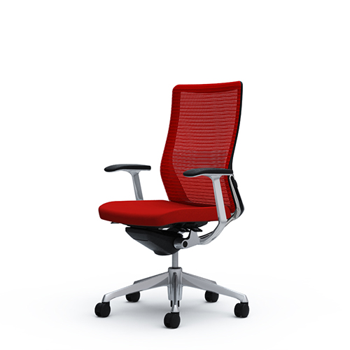 オカムラ コーラルチェア メッシュ ハイバック ブラック体 ポリッシュ枠 ハンガー無 ランバー付 デザイン肘 CQ45BS-FS