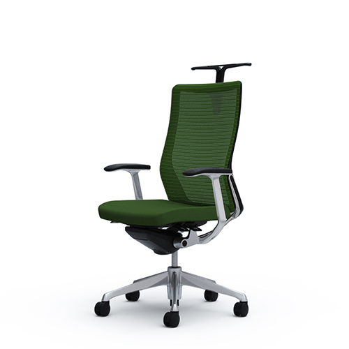 オカムラ コーラルチェア メッシュ ハイバック ブラック体 ポリッシュ枠 ハンガー付 ランバー無 デザイン肘 CQ46BR-FS