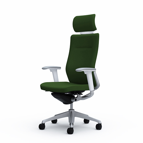 オカムラ コーラルチェア クッション エクストラ背 ホワイト体 シルバー枠 ハンガー・ランバー無 アジャスト肘 CQ8CGW-FS