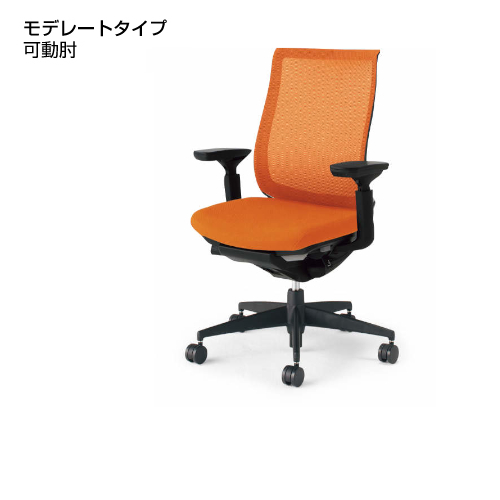 コクヨ ベゼルチェア (Bezel) モデレートタイプ 可動肘 樹脂脚 背座同色 ブラックフレーム CR-2811E6