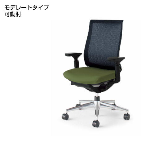 コクヨ ベゼルチェア (Bezel) モデレートタイプ 可動肘 アルミポリッシュ脚 背座別色 CR-A2811E6C