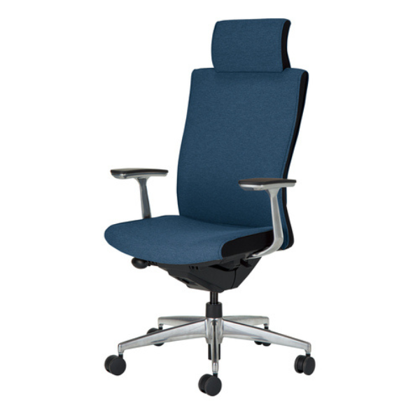 コクヨ プントチェア 布張りタイプ ヘッドレスト付 アルミ肘 ランバー無 CR-GA2449F6KA