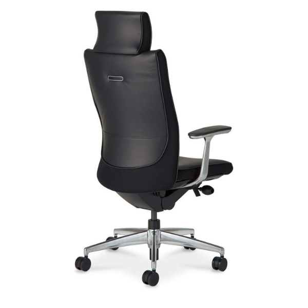コクヨ プントチェア 革張り ヘッドレスト付 アルミ肘 ランバー無 CR-GA2449F6L7E6-W/CR-GA2449F6L7E6-V