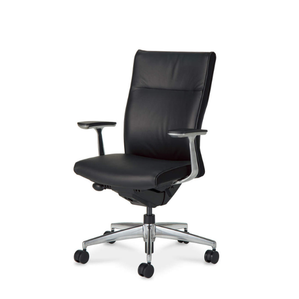 コクヨ プントチェア 革張り ハイバック アルミ肘 ランバー付 CR-GA2467F6L7E6-W/CR-GA2467F6L7E6-V