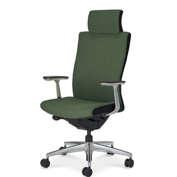 コクヨ プントチェア 布張りタイプ ヘッドレスト付 アルミ肘 ランバー付 CR-GA2469F6KA