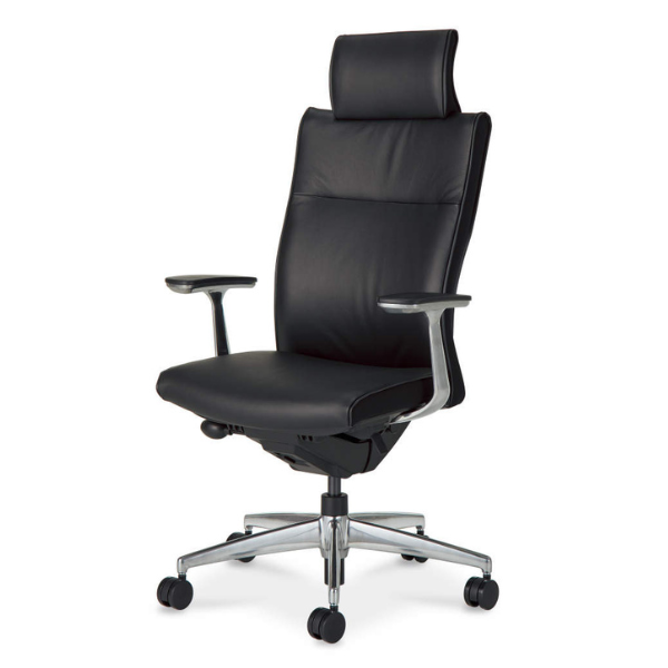 コクヨ プントチェア 革張り ヘッドレスト付 アルミ肘 ランバー付 CR-GA2469F6L7E6-W/CR-GA2469F6L7E6-V