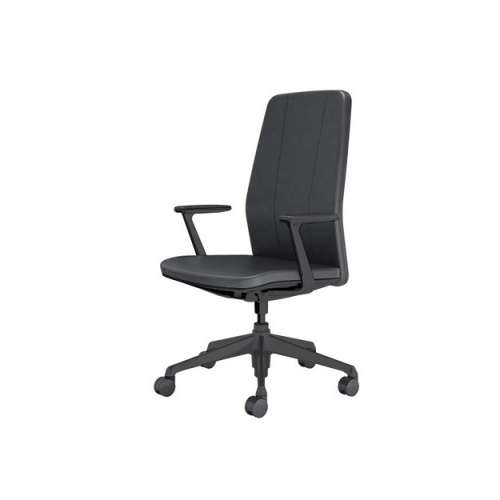 オカムラ クラフティーシリーズ クラフティーチェア ハイバック ブラックフレーム デザインアーム 革張り CR47ME-P