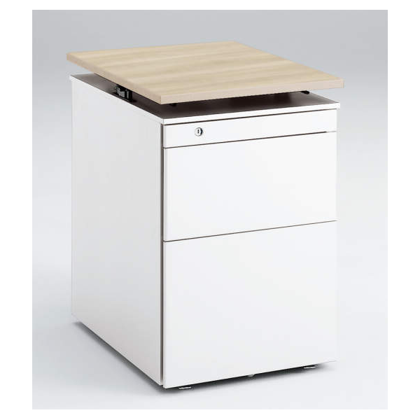 オカムラ 天板昇降ワゴン サイド把手タイプ シリンダー錠(ペントレータイプ) W410×D580×H610 DN38YA