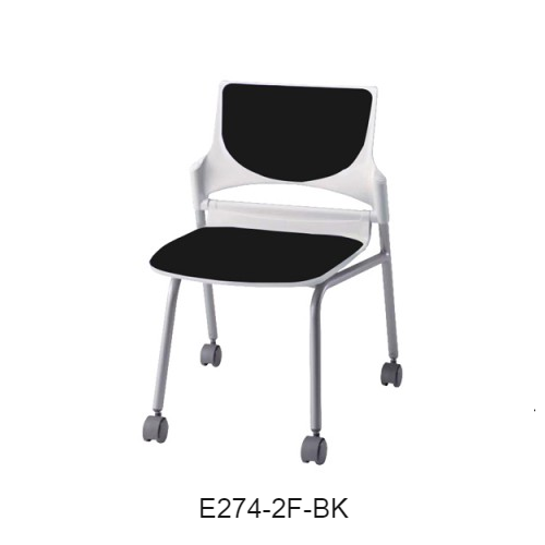 ナイキ ミーティングチェアー 会議用チェアー 4本脚タイプ・キャスター付・背パッド付 肘なし 布張り E274-2F