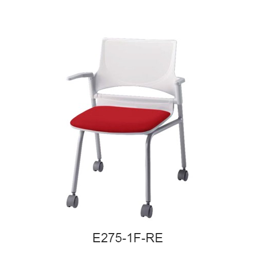 ナイキ ミーティングチェアー 会議用チェアー 4本脚タイプ・キャスター付・背樹脂タイプ 肘付 布張り E275-1F