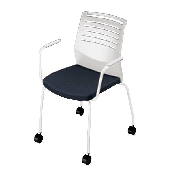 ナイキ ミーティングチェアー オセディアチェア(osedia) 布張り 4本脚キャスター付 背ヌードタイプ 肘付 E291FC-H3-PMBK