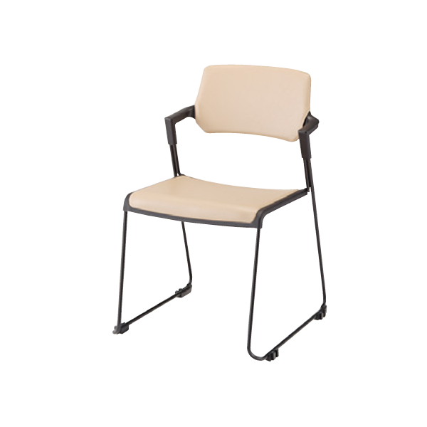 ナイキ ミーティングチェアー 会議用チェアー E422型 ループ脚タイプ 塗装タイプ 背カバー付 ビニールレザー張り E423V-B1-BG