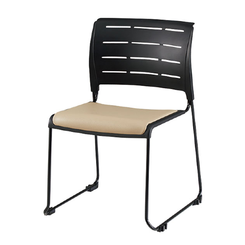 ナイキ 会議用チェアー スレア(slea) ループ脚/ブラック.塗装脚/座パッド付 ビニールレザー張り E431-B1