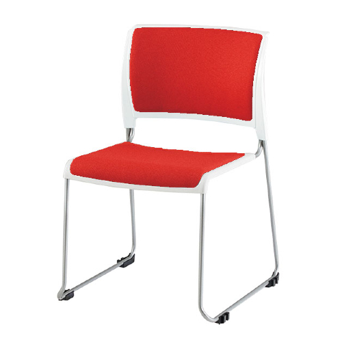 ナイキ 会議用チェアー スレア(slea) ループ脚/ホワイト.塗装脚/背座パッド付 布張り E432F-S3