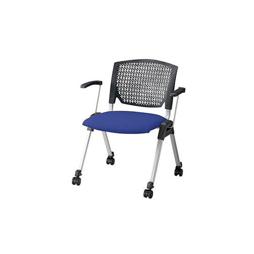 ナイキ ミーティングチェアー E470type 4本脚・キャスター付・背カバーなし 肘付 ビニールレザー張り E471C-1/E471C-3