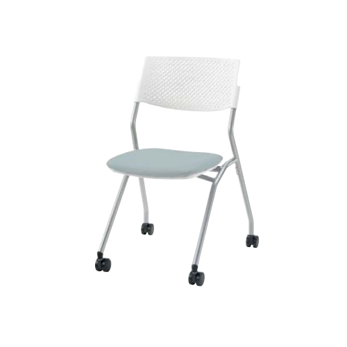 ウチダ ミーティングチェア FM-265シリーズ 背ホワイト 肘なし ナイロンキャスター FM-265 6-113-0001