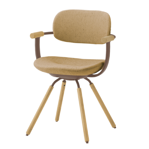 イトーキ バーテブラ03チェア 4本回転脚 布張り CD張地 肘付 木タイプ（オークライト）  KG-877CD-F2Y2