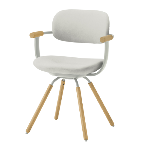 イトーキ バーテブラ03チェア 4本回転脚 布張り KC張地 肘付 木タイプ（オークライト） KG-877KC-L42