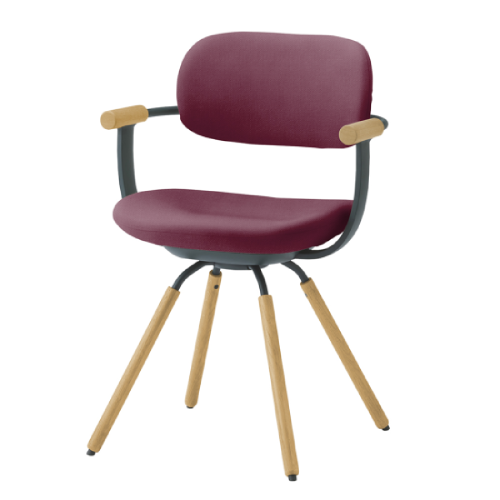 イトーキ バーテブラ03チェア(vertebra03) 4本回転脚 布張り KS張地 肘付 木タイプ（オークライト）  KG-877KS-□□□□