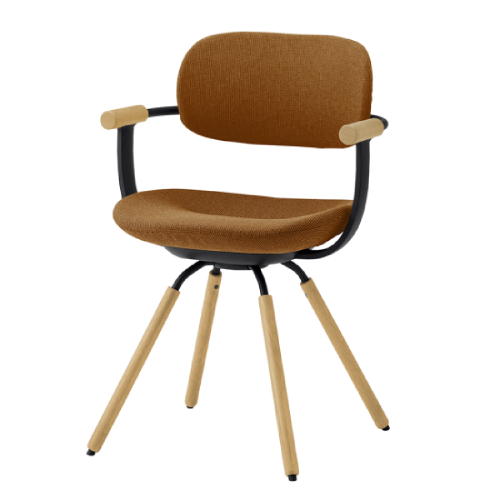 イトーキ バーテブラ03チェア 4本回転脚 布張り SD張地 肘付 木タイプ（オークライト） KG-877SD-T1D9