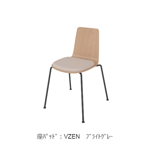 コクヨ 会議用イス(ミーティングチェア) ミケット(Mycket)チェア 4本脚 ブラック脚 合板シート 座パッド（レザー） 付き K03-B03-MY3