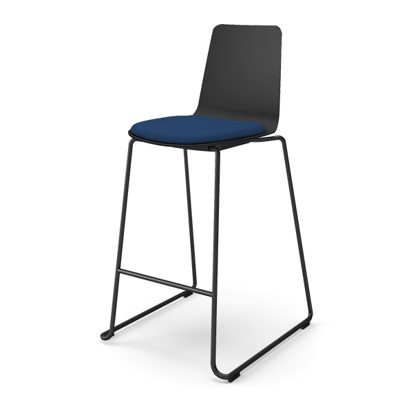 コクヨ ミーティングチェア ミケットチェア Mycket ハイチェア ブラック脚 PPシート 座パッド（布） 付き K03-B42-