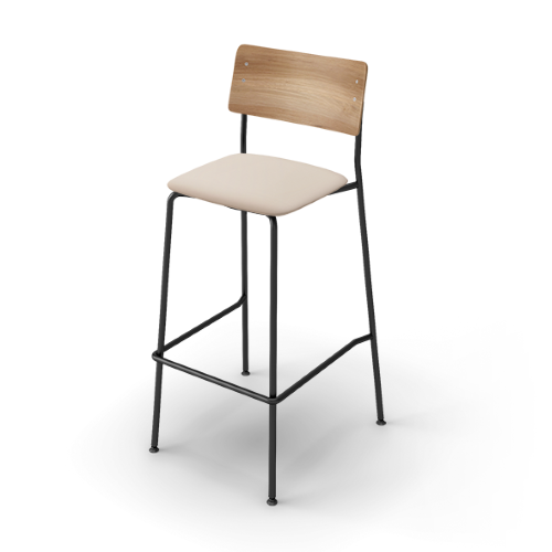 コクヨ ミーティングチェア プロッカチェア ハイチェアータイプ 背：合板シート 座：クッション(レザー) ブラック脚 K05-B13S-VZENMY31