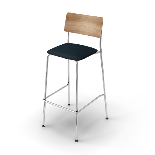 コクヨ ミーティングチェア プロッカチェア ハイチェアータイプ 背：合板シート 座：クッション(レザー) メッキ脚 K05-M13S-VZE6MY31