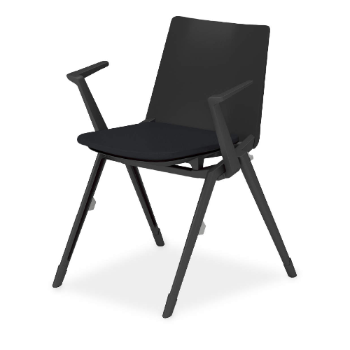 コクヨ ミーティングチェア スタッカ[STACKA]チェア ブラック塗装脚/固定脚タイプ/背座別色 肘付き K12-B011CZ