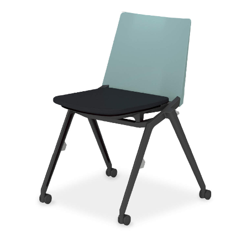 コクヨ ミーティングチェア スタッカ[STACKA]チェア ブラック塗装脚/キャスタータイプ/背座別色 肘なし K12-B210CU