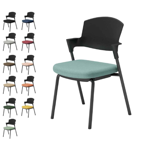 コクヨ プロッティチェア ミーティングチェア 固定脚 背樹脂 肘付き ブラック塗装脚 布 K17-B01CZ