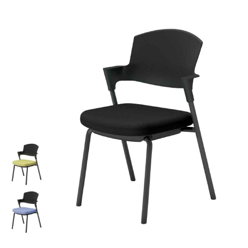 コクヨ プロッティチェア ミーティングチェア 固定脚 背樹脂 肘付き ブラック塗装脚 エコPVCレザー K17-B01SZ