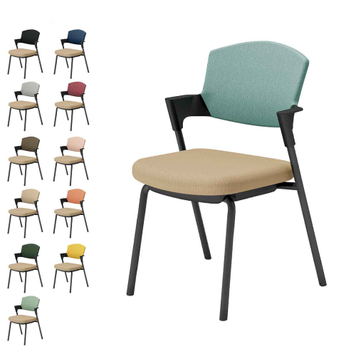 コクヨ プロッティチェア ミーティングチェア 固定脚 背座クッション 肘付き ブラック塗装脚 布 座/ソフトベージュ K17-B02CZ-1K