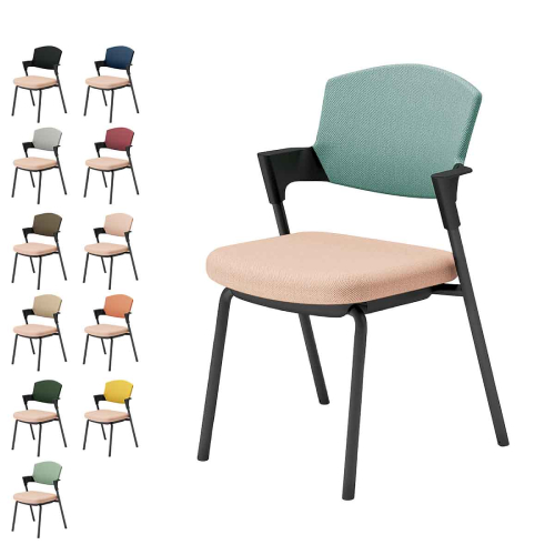 コクヨ プロッティチェア ミーティングチェア 固定脚 背座クッション 肘付き ブラック塗装脚 布 座/アッシュピンク K17-B02CZ-9G