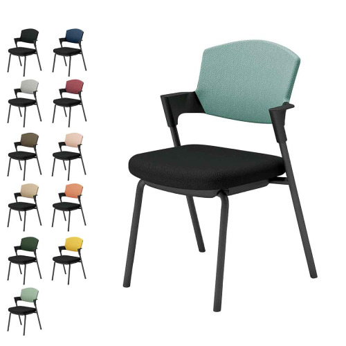 コクヨ プロッティチェア ミーティングチェア 固定脚 背座クッション 肘付き ブラック塗装脚 布 座/ブラック K17-B02CZ-E6