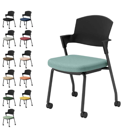 コクヨ プロッティチェア ミーティングチェア キャスター 背樹脂 肘付き ブラック塗装脚 布 K17-B21C