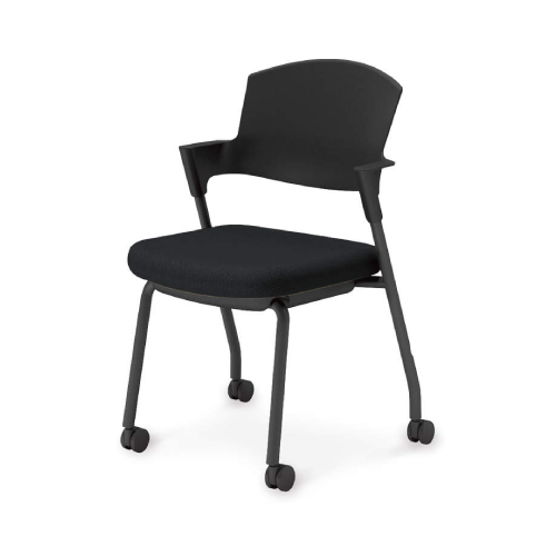 コクヨ プロッティチェア ミーティングチェア キャスター 背樹脂 肘付き ブラック塗装脚 布 ブラック K17-B21CW-E6X1