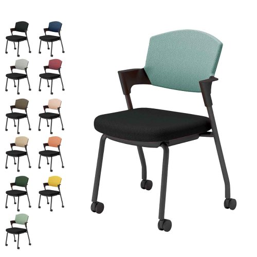 コクヨ プロッティチェア 背座クッション 肘付き ブラック塗装脚 布 座/ブラック K17-B22CW-E6/K17-B22CG-E6