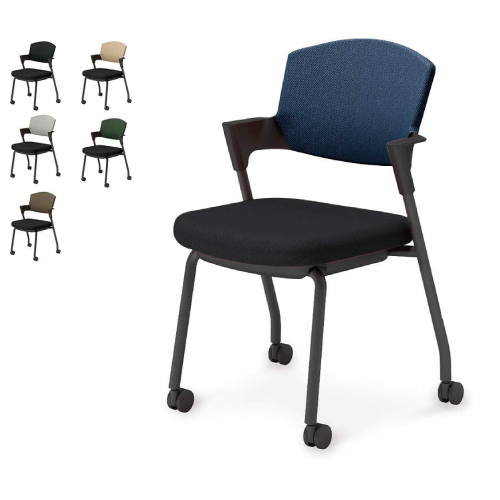 コクヨ プロッティチェア ミーティングチェア キャスター 背座クッション 肘付き ブラック塗装脚 布 座/ブラック K17-B22CW-E6