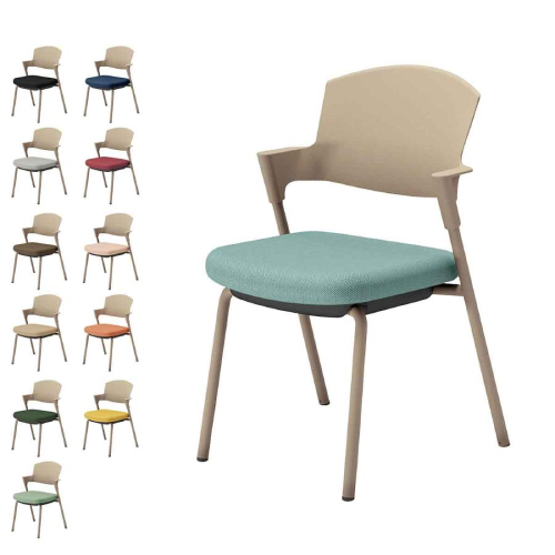 コクヨ プロッティチェア ミーティングチェア 固定脚 背樹脂 肘付き ベージュ塗装脚 布 K17-Z01CZ