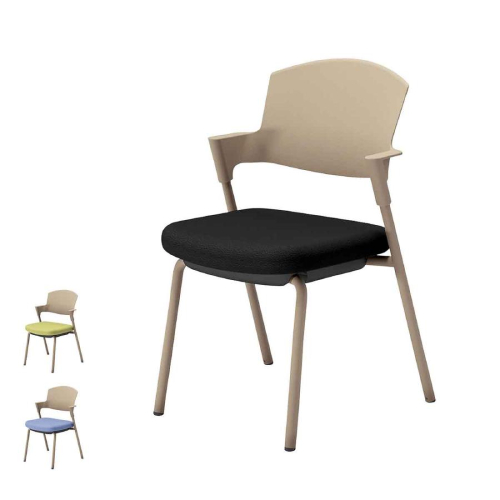 コクヨ プロッティチェア ミーティングチェア 固定脚 背樹脂 肘付き ベージュ塗装脚 エコPVCレザー K17-Z01SZ