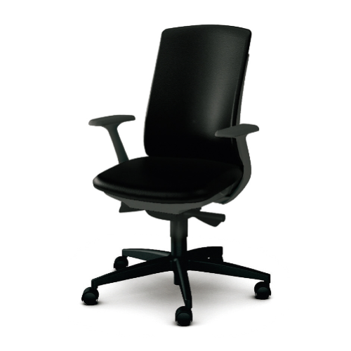 プラス ベネスチェア BeneS ビニールレザー張り ダークグレーフレーム ハイバック 固定肘 樹脂脚 KB-BN31NL