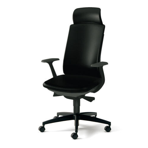 プラス ベネスチェア BeneS ビニールレザー張り ダークグレーフレーム エクストラハイバック 固定肘 樹脂脚 KB-BN32NL