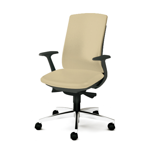 プラス ベネスチェア BeneS ビニールレザー張り ダークグレーフレーム ハイバック 固定肘 アルミ脚 KB-BN34NL