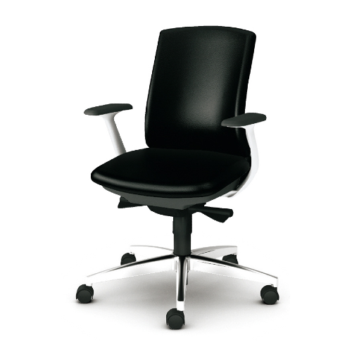 プラス ベネスチェア BeneS ビニールレザー張り バイカラーフレーム ローバック アジャスト肘 固定肘 KB-BN513NL