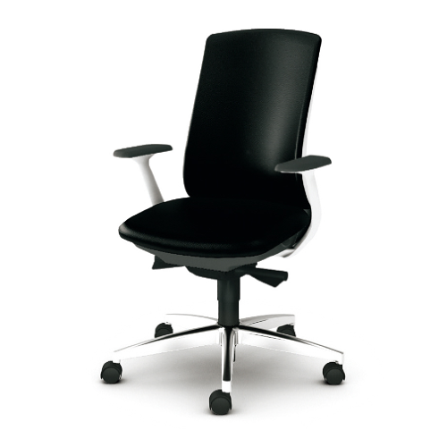 プラス ベネスチェア BeneS ビニールレザー張り バイカラーフレーム ハイバック 固定肘 アルミ脚 KB-BN514NL