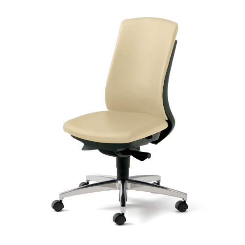 プラス ベネスチェア BeneS ビニールレザー張り ダークグレーフレーム ハイバック 肘なし アルミ脚 KC-BN34NL