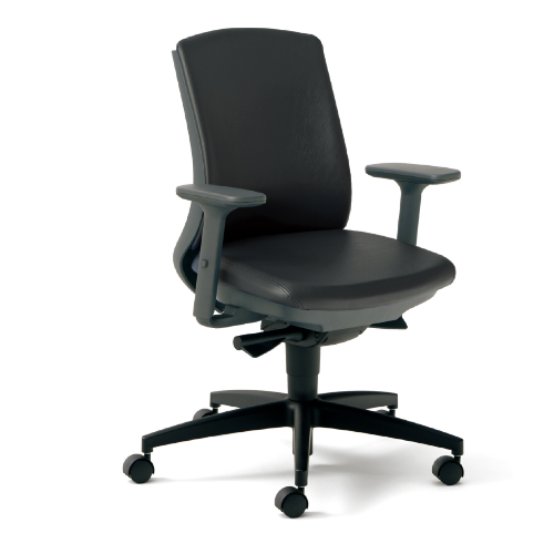 プラス ベネスチェア BeneS ビニールレザー張り ダークグレーフレーム ローバック アジャスト肘 樹脂脚 KD-BN30NL