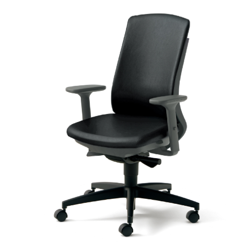 プラス ベネスチェア BeneS ビニールレザー張り ダークグレーフレーム ハイバック アジャスト肘 樹脂脚 KD-BN31NL