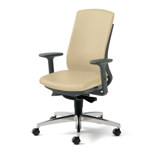 プラス ベネスチェア BeneS ビニールレザー張り ダークグレーフレーム ハイバック アジャスト肘 アルミ脚 KD-BN34NL